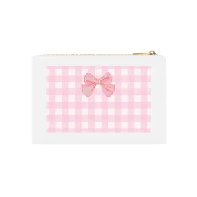 Ren Print in Hologram Plaids with Pink Bow Cosmetic Bag