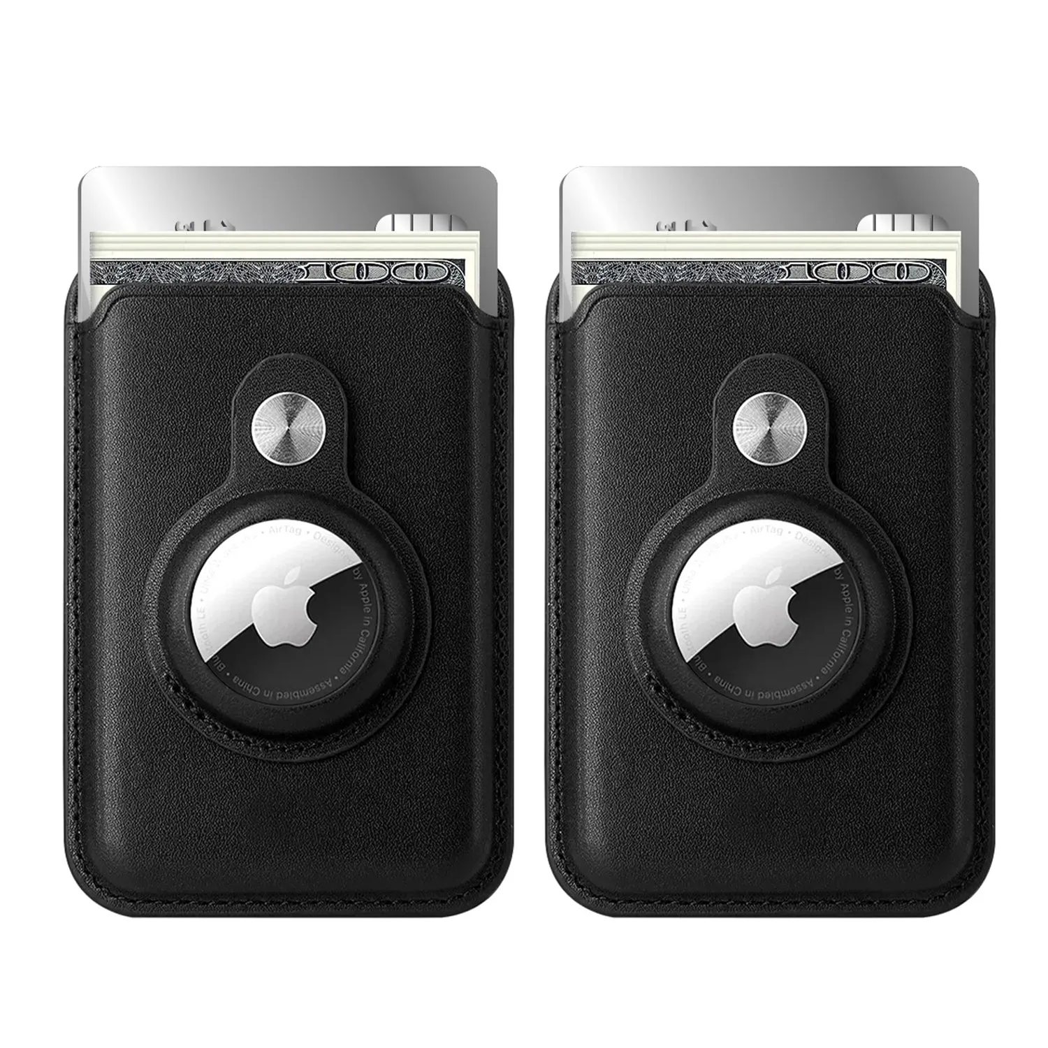 RFID Blocking Snap-On MagSafe Magnetic Card Wallet Holder Organizer With Built-In AirTag Pocket