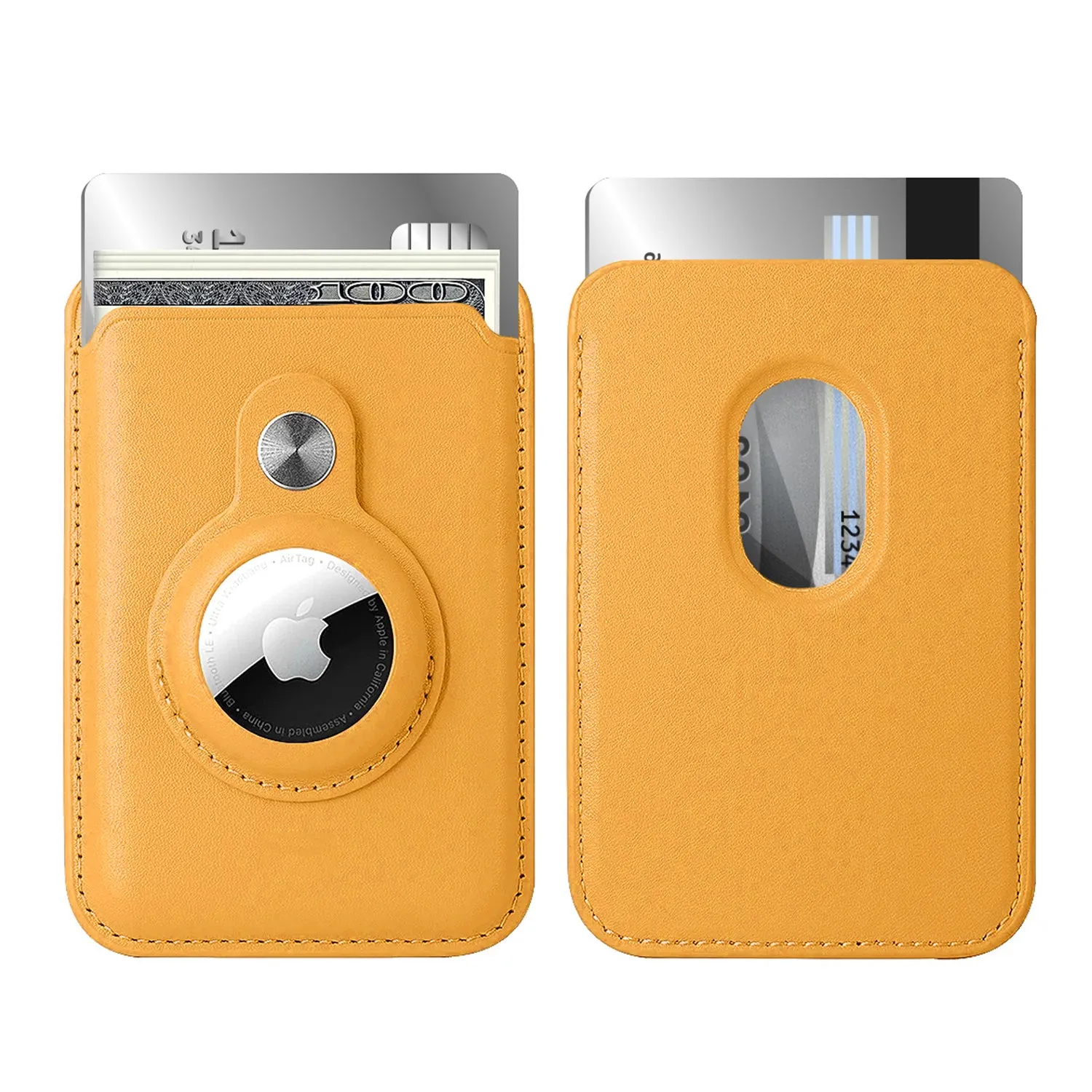 RFID Blocking Snap-On MagSafe Magnetic Card Wallet Holder Organizer With Built-In AirTag Pocket