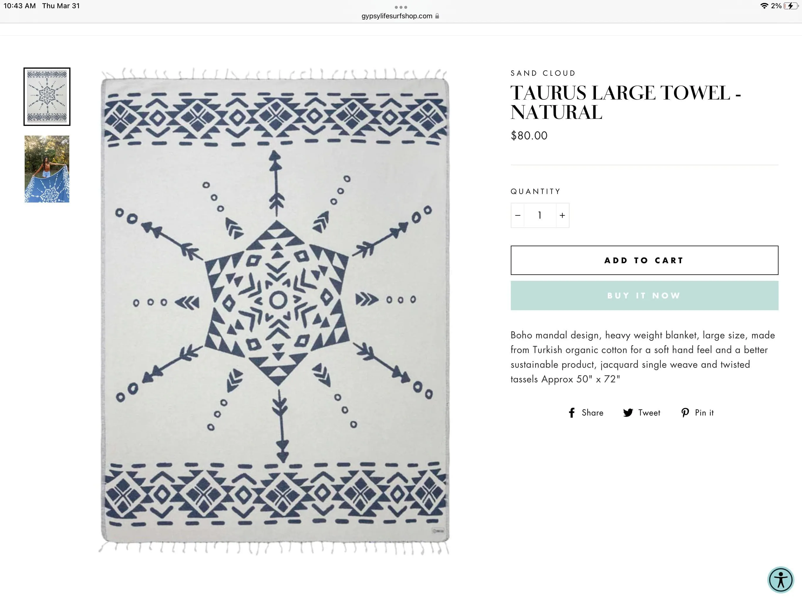 Sand Cloud Towel Large