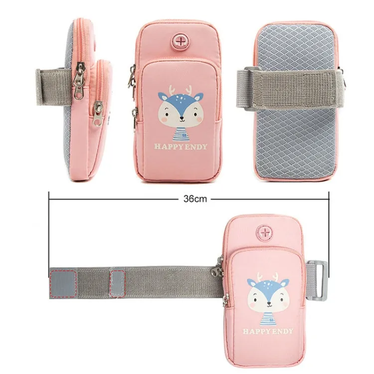 Small Running Mobile Phone Arm Bag Cartoon Mobile Phone Bag(Bull Horn Girl)