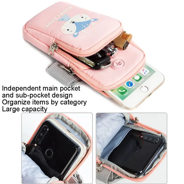 Small Running Mobile Phone Arm Bag Cartoon Mobile Phone Bag(Bull Horn Girl)