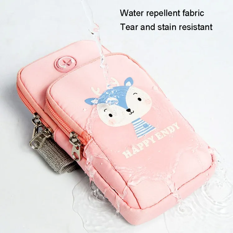 Small Running Mobile Phone Arm Bag Cartoon Mobile Phone Bag(Bull Horn Girl)
