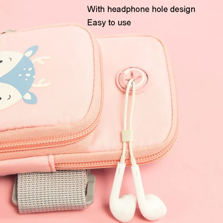 Small Running Mobile Phone Arm Bag Cartoon Mobile Phone Bag(Bull Horn Girl)
