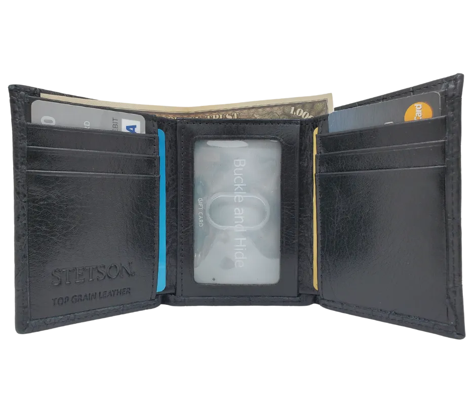 Stetson Croc Print Tri-Fold Wallet