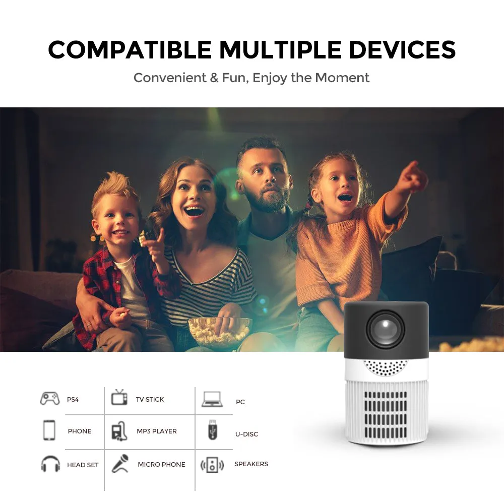 T400 Mini HD Projector | Portable Home Theater Outdoor Video Projector -white