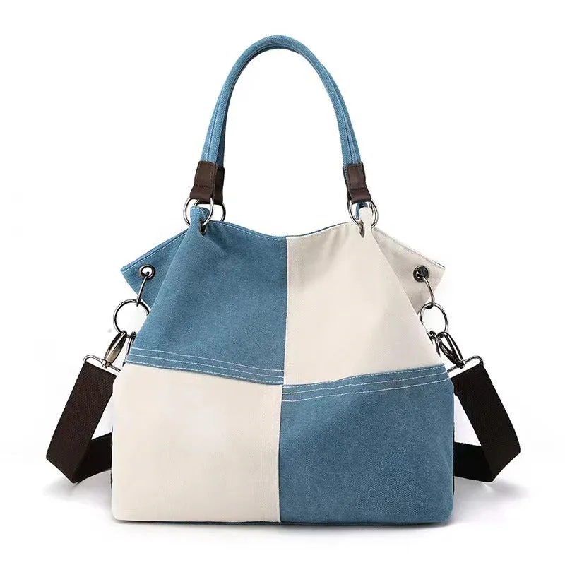 Two-toned Patchwork Stylish Oversized Tote Handbags