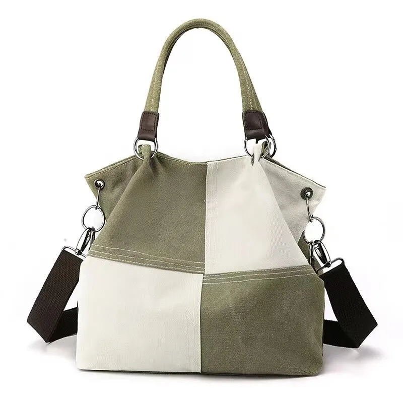 Two-toned Patchwork Stylish Oversized Tote Handbags