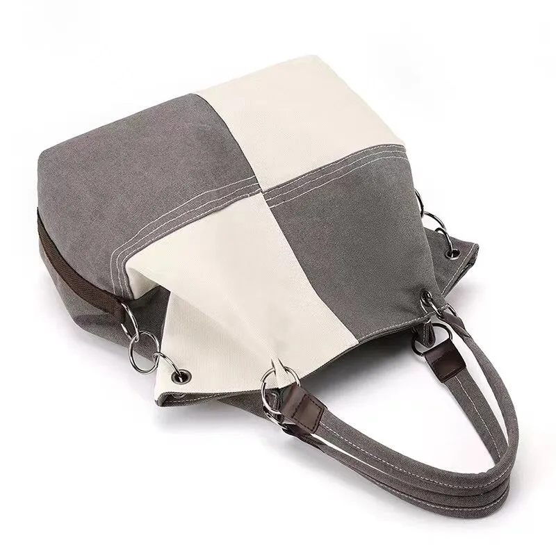 Two-toned Patchwork Stylish Oversized Tote Handbags