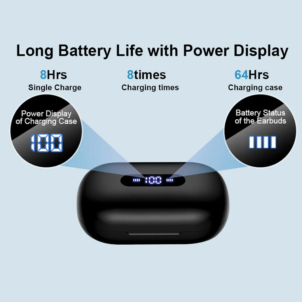 TWS Wireless Earbuds Over Ear Earphones with USB Charging Case