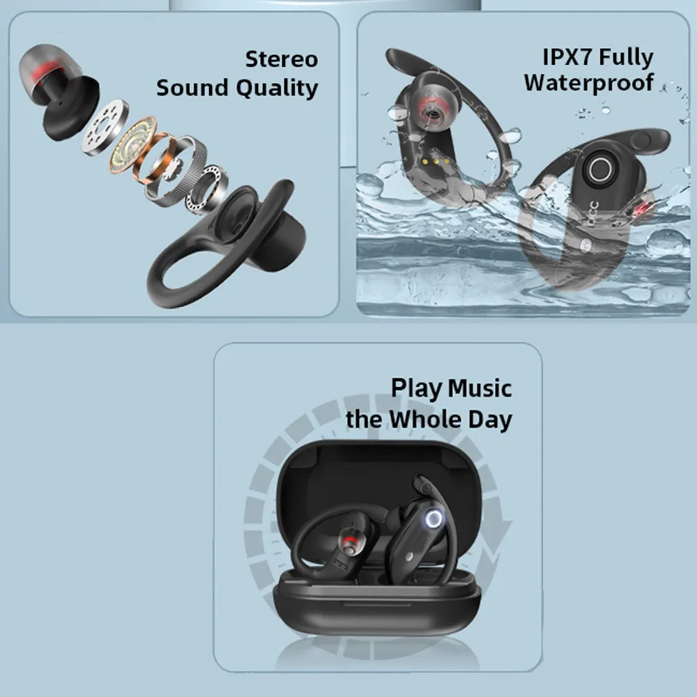 TWS Wireless Earbuds Over Ear Earphones with USB Charging Case