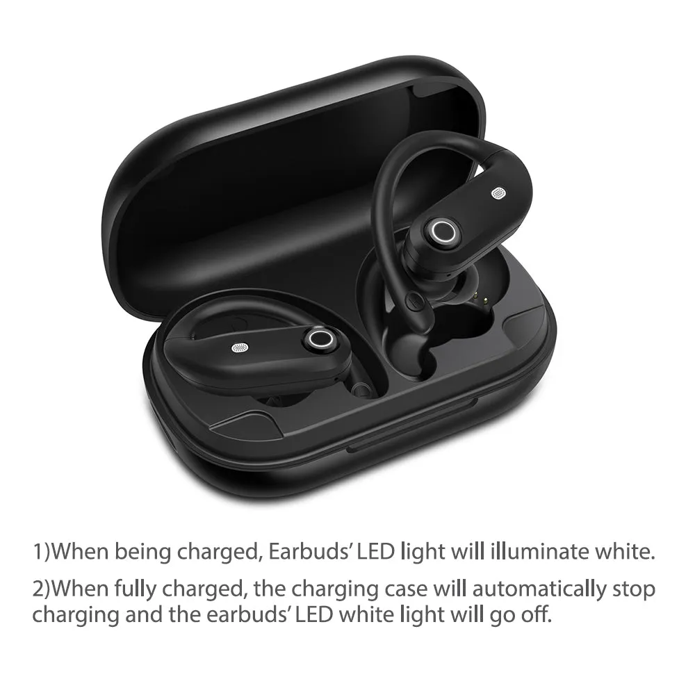 TWS Wireless Earbuds Over Ear Earphones with USB Charging Case