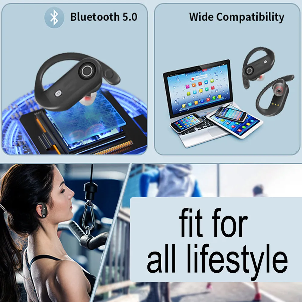 TWS Wireless Earbuds Over Ear Earphones with USB Charging Case