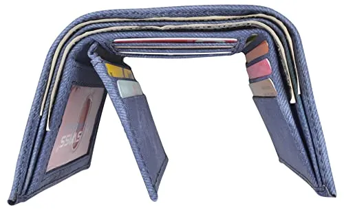 Vegan Leather RFID Trifold Wallets For Men - Cruelty Free Non Leather Mens Wallet With 2 ID Windows