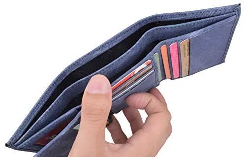 Vegan Leather RFID Trifold Wallets For Men - Cruelty Free Non Leather Mens Wallet With 2 ID Windows