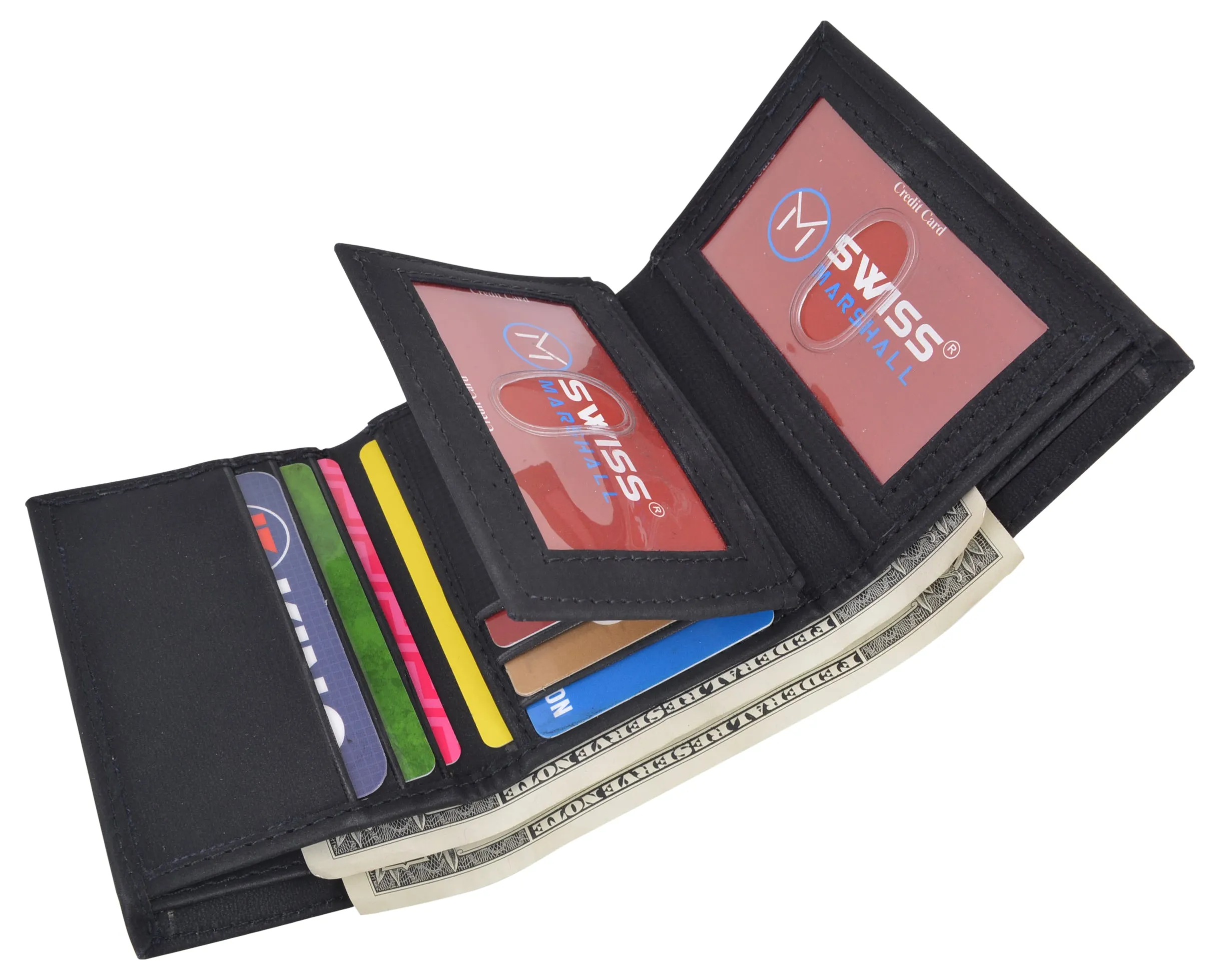 Vegan Leather RFID Trifold Wallets For Men - Cruelty Free Non Leather Mens Wallet With 2 ID Windows