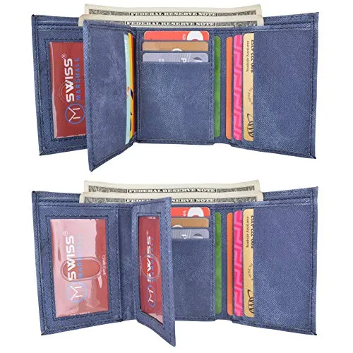 Vegan Leather RFID Trifold Wallets For Men - Cruelty Free Non Leather Mens Wallet With 2 ID Windows