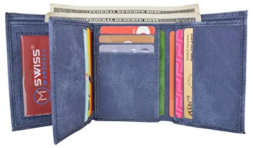 Vegan Leather RFID Trifold Wallets For Men - Cruelty Free Non Leather Mens Wallet With 2 ID Windows