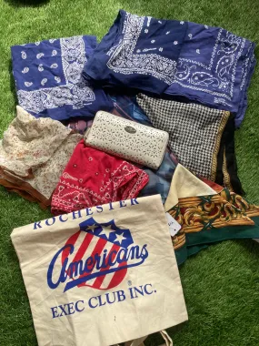 Vintage Accessories Bundle (11 pcs) - Silk Scarves & Bandanas