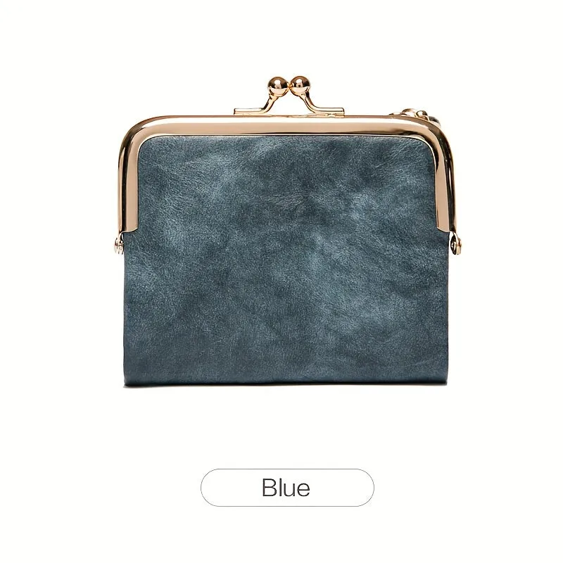 Vintage Short Wallet with KissLock Pocket  Zipper Coin Purse