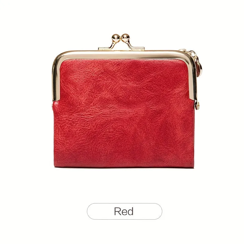 Vintage Short Wallet with KissLock Pocket  Zipper Coin Purse