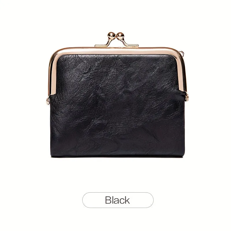 Vintage Short Wallet with KissLock Pocket  Zipper Coin Purse