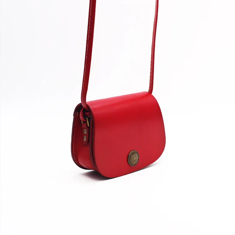 Womens Red Leather Saddle Bag Crossbody Bags Leather Shoulder Bag