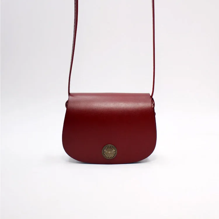 Womens Red Leather Saddle Bag Crossbody Bags Leather Shoulder Bag
