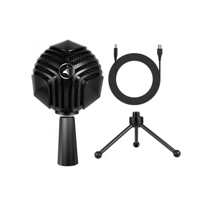 Yanmai GM-888 USB Wired Spherical Directional Condenser Microphone with Tripod Stand - Black