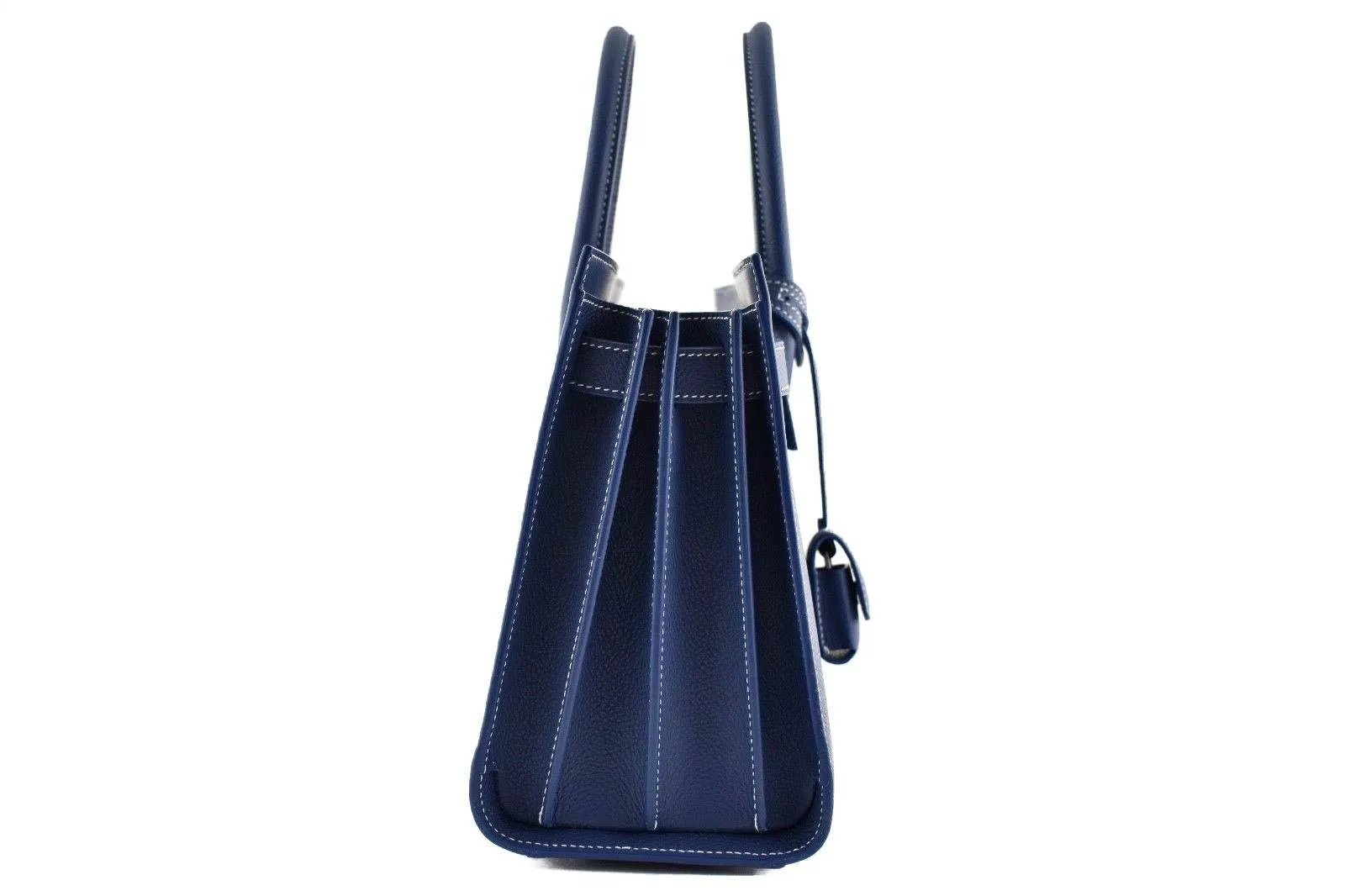 YSL Small Sac De Jour Denim Blue White Stitch Shoulder Bag