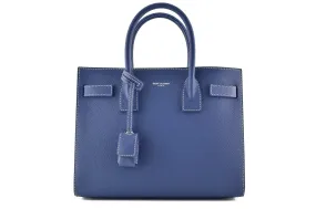 YSL Small Sac De Jour Denim Blue White Stitch Shoulder Bag
