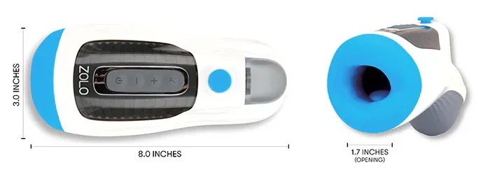 Zolo Blow Gun Full Shaft Masturbator White Blue