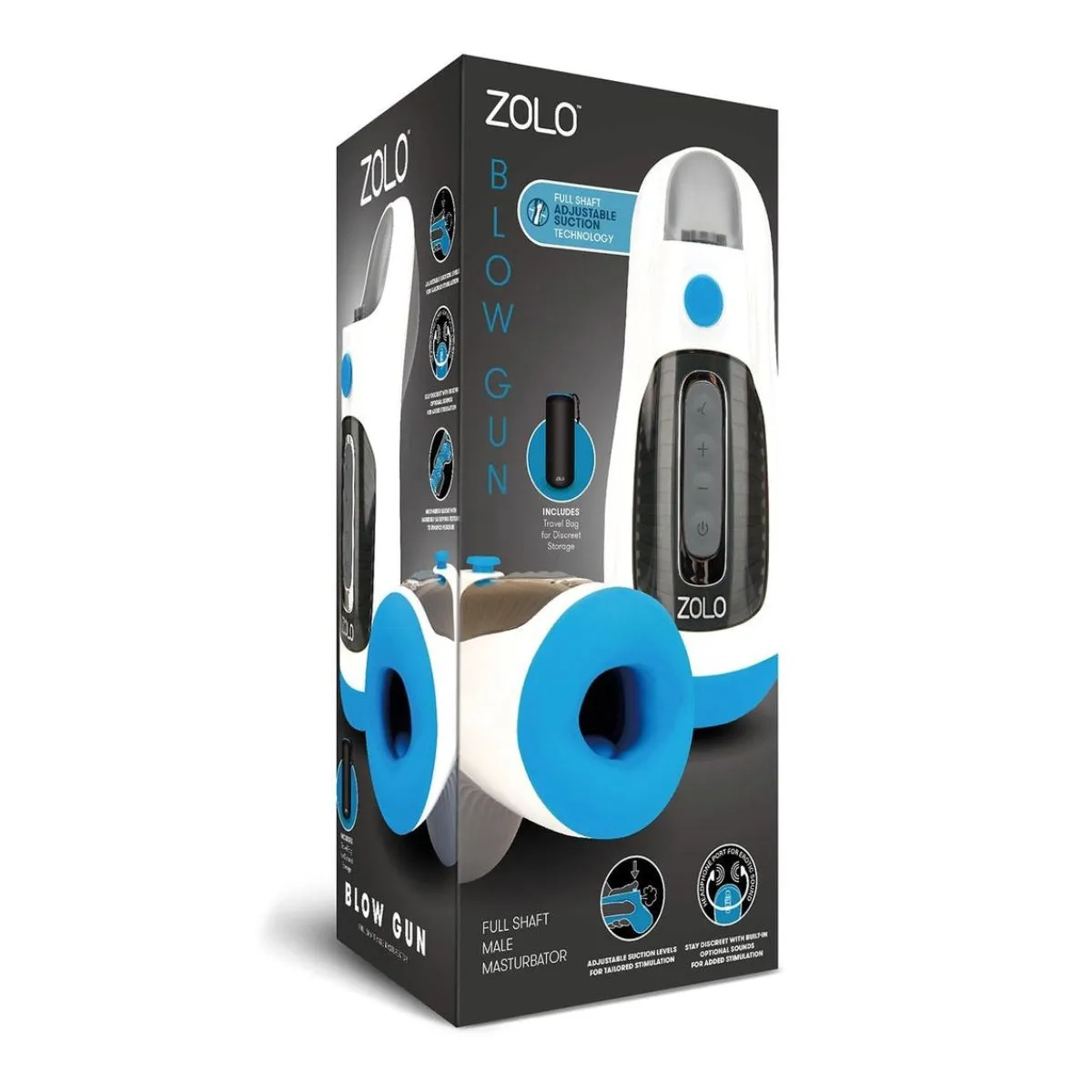 Zolo Blow Gun Full Shaft Masturbator White Blue