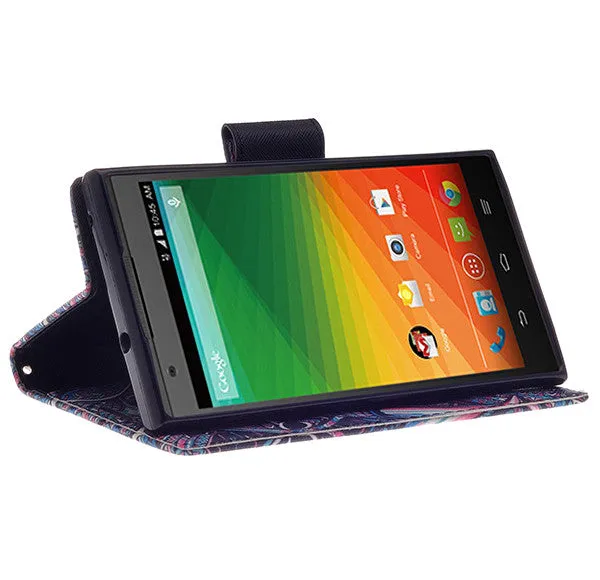 ZTE ZMAX Case, Wrist Strap Magnetic Fold[Kickstand] Pu Leather Wallet Case with ID & Credit Card Slots for ZTE ZMAX - Tribal Elephant